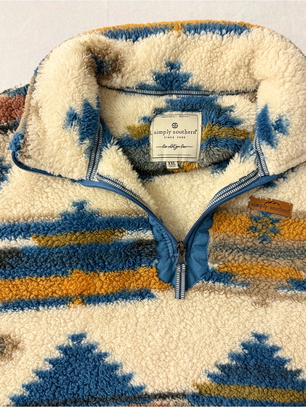 Simply Southern Southwestern Sherpa Quarter Zip Women’s XXL Aztec Print Cozy - Picture 5 of 9